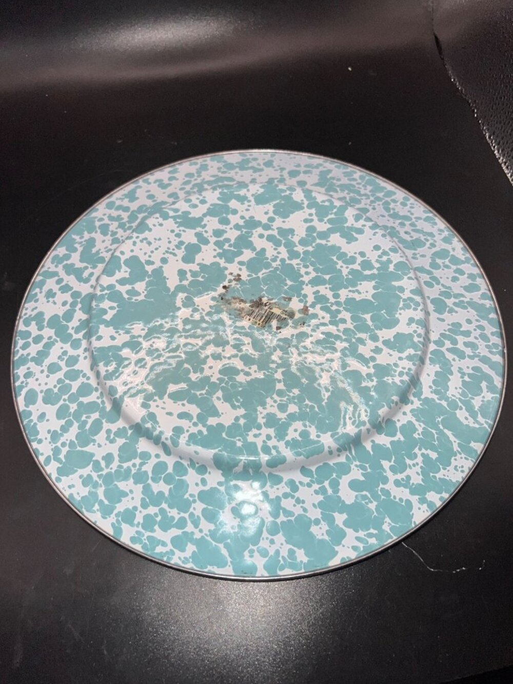 Golden Rabbit Sea Glass Swirl plates and gray platter Enamelware Set Outdoor - Picture 5 of 12
